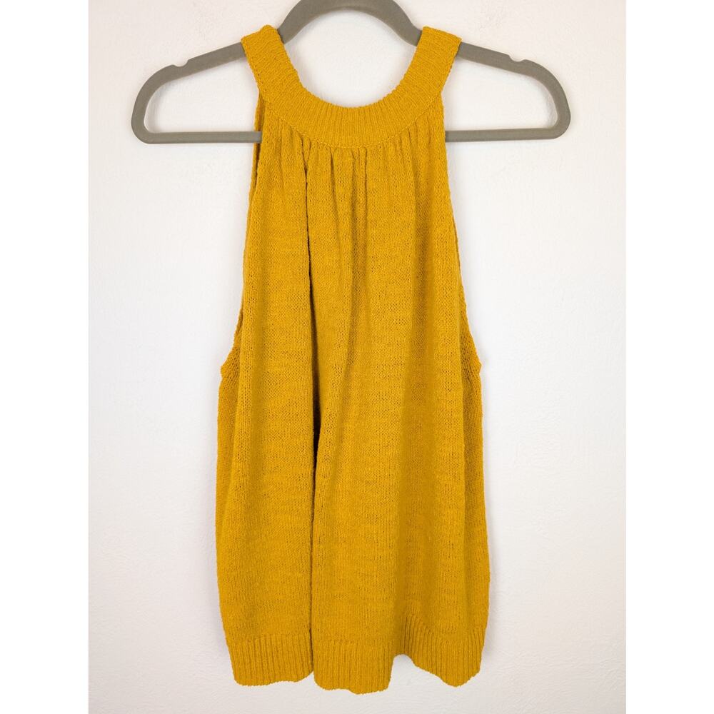 Madewell Top Gathered Sweater Tank Boho Spring Summer Mustard Yellow Size M - Picture 5 of 10
